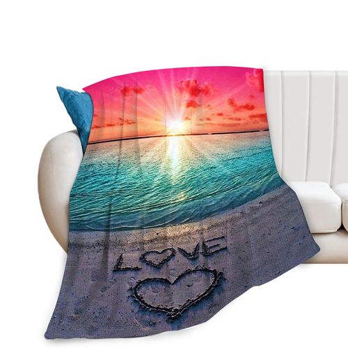 Love Ocean Beach Blanket - Gifts for Women, Men, Loved Ones - Soft Warm Cozy Fleece Throw for Kids, Adults - Couch, Sofa, Bed - 40"x50"