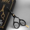 BRV MEN German Steel Rounded-Tip Scissors, 4.2" - Titanium Plated, Hammer Forged 100% Stainless Steel - Beard, Mustache, Nose Hair, Ear Hair Trimming - Professional Grooming Scissors - (Black)