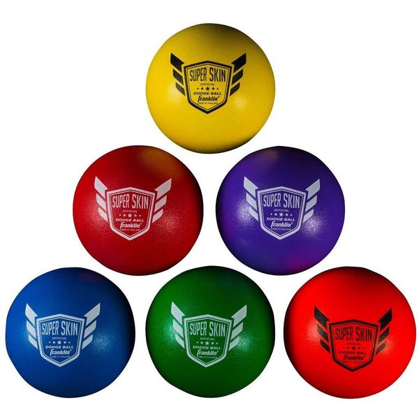 Franklin Sports Dodgeball Ball Set – Superskin-Coated Foam Balls for Playground Games – Small Dodgeballs for Gymnasium Games – Easy-Grip Foam Balls – Won’t Shred or Tear for Hours of Fun (pack of 6)