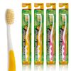 MOUTHWATCHERS Dr Plotkas Extra Soft Kids Toothbrushes Manual Flossing Toothbrushes | Ultra Clean Nano Toothbrushes | 4 Pack – 2 Yellow and 2 Pink Childrens Toothbrushes