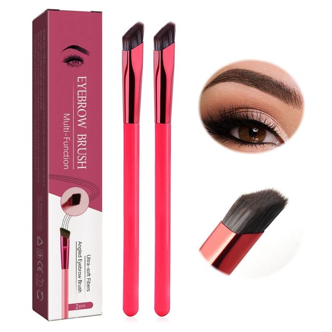 Miioto 2 Stück Multifunktionaler Augenbrauenbürste, Abgewinkelter Augenbrauenpinsel, Dimensionaler Concealer Pinsel, Ultradünner Make-up Pinsel, Natürliche Augenbrauen-Haaransatz