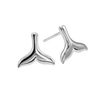 81stgeneration Women's 925 Sterling Silver Small Boho Ocean Whale Tail Stud Earrings