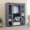 Portable Folding Clothes Closet Wardrobe Storage Organizer with Non-Woven Fabric Dust Resistant 150 x 45 x 175 cm (Gray)