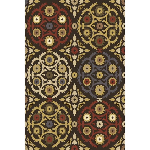 Brown Contemporary Area Rug 5x7 Modern Geometric Floral Carpet -Actual 5'2"x7'2"