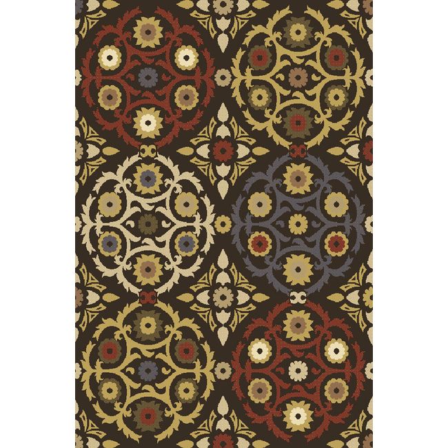 Brown Contemporary Area Rug 5x7 Modern Geometric Floral Carpet -Actual 5'2"x7'2"