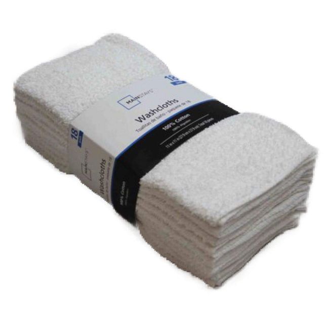 Mainstay New 18 Terry White Washcloths Cotton 11 X 11 Thin Wash Rags Wash Cloths