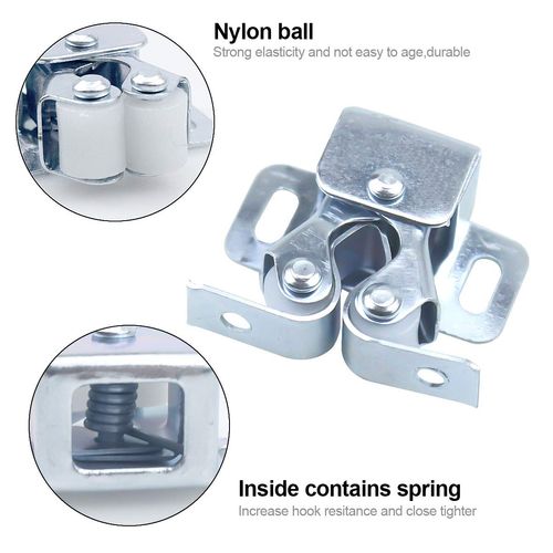 Door Catches,10pcs Double Roller Cupboard Door Latch Hardware,Bronze Plated Roller Cabinet Catch with Screws for Wardrobe,Home Furniture