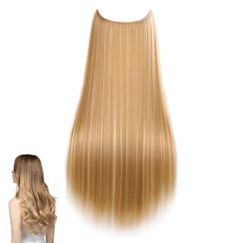 Traziewell Hairpieces Invisible Wire Hair Extension Fish Line Hair Extensions One Piece Secret Long Straight Synthetic Hair Pieces for Women, 1014