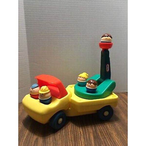 Vintage Little Tikes Toddle Tot Vehicle Up n Down Cherry Picker Truck w/5 Tots