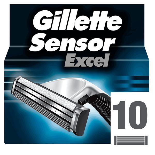 Gillette Sensor Excel Shaving Cartridges for Men Quantity: 10 (Packaging May Vary)