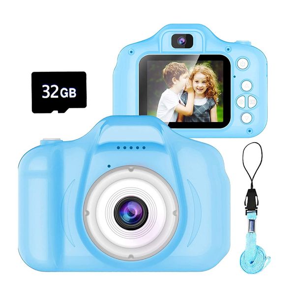 Dylanto Upgrade Kids Selfie Camera, Christmas Birthday Gifts for Age 3-8, Kids Digital Cameras with HD Video,Portable Kids Camera, Toddler Toy for 3 4 5 6 7 8 Year Old Boy with 32GB SD Card (Blue)