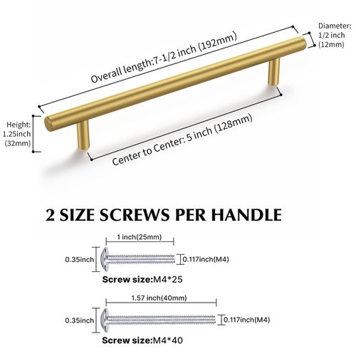 Haliwu 5 Pack Cabinet Handles Brass Gold Cabinet Pulls 5 Inch Hole Center Drawer Pulls Modern Bar Dresser Handles for Bathroom Kitchen Bedroom