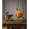 Bethany Lowe Resin Pumpkin Paige Pulling a Wagon with Cat Figurine, Multicolor