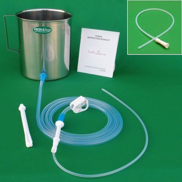 Enema Equipment Supplies 2 qt Stainless Steel Container w/ PVC Tubing NO LATEX