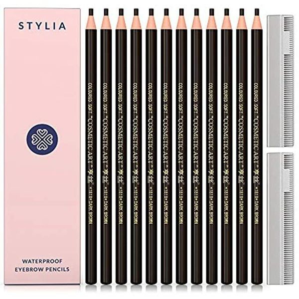 Microblading Supplies Waterproof Eyebrow Pencil - 12 Piece Dark Brown