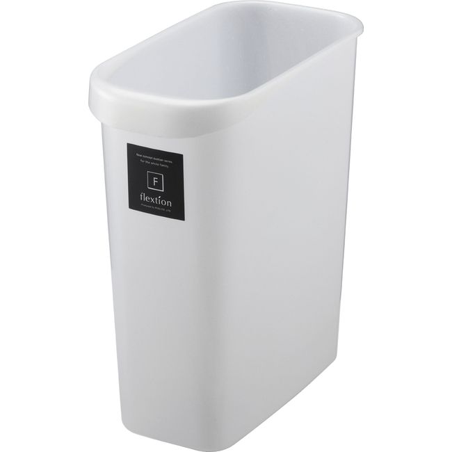 Squirrel Trash Can Wastebasket Flexion Square Slim Metallic White 8L Made in Japan