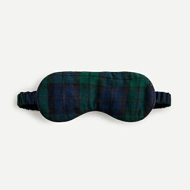 J Crew AG655 NWT W/Gift Box Padded Eye Mask /Sleep Mask Blackwatch Plaid Flannel