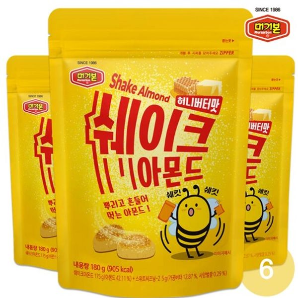 [Mergeborn] Honey Butter Flavored Shake Almond 180g 6bags, none, 6ea