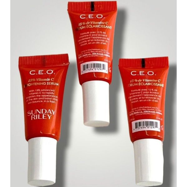 3 SUNDAY RILEY C.E.O. 15% Vitamin C Brightening Serum CEO .17oz/5ml NEW FREE S&H