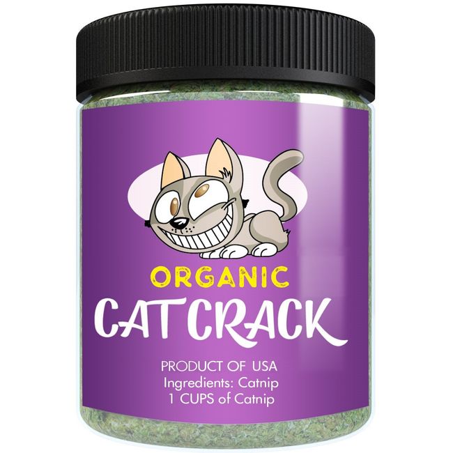 Cat Crack Organic Catnip, 100% Natural Cat Nips Organic Blend That Energizes and Excites Cats, Safe Catnip Treats Used for Cat Play, Cat Training, & New Organic Catnip Toys for Cats(1 Cup Organic)