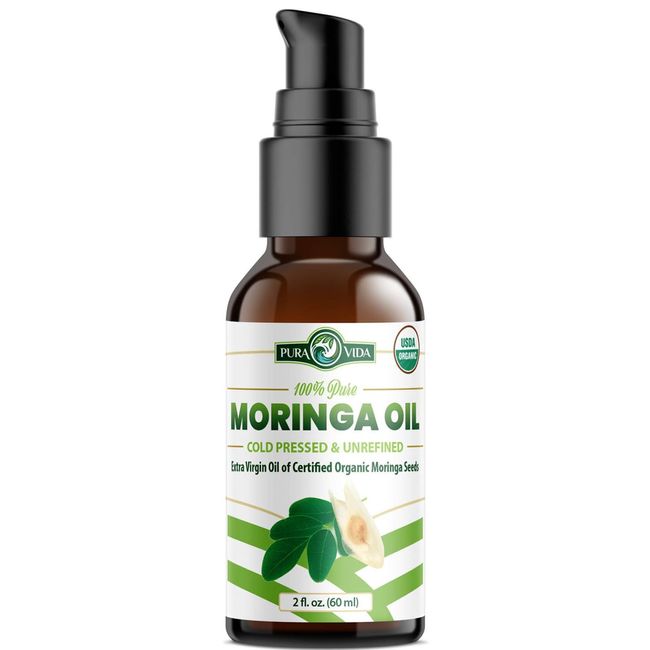 PURA VIDA MORINGA Moringa Oil Organic Moringa Oil for Face, Hair and Skin. Moringa Oil Organic, Aceite de Moringa Extra Virgen Organico