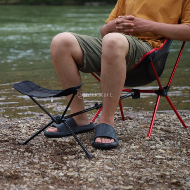 Portable Folding Chair Footrest Aluminum Alloy Folding Hiking Footstool  Outdoor Feet Rest Resting Retractable Foot Rest