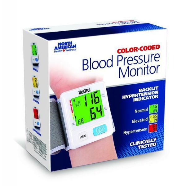 Jobar Color Coded Slim Wrist Blood Pressure Monitor, White - JIIJB8149WHI