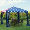 Outsunny 10'x10' Pop-Up Event Canopy Party Tent Gazebo w/ Mesh Walls Flag