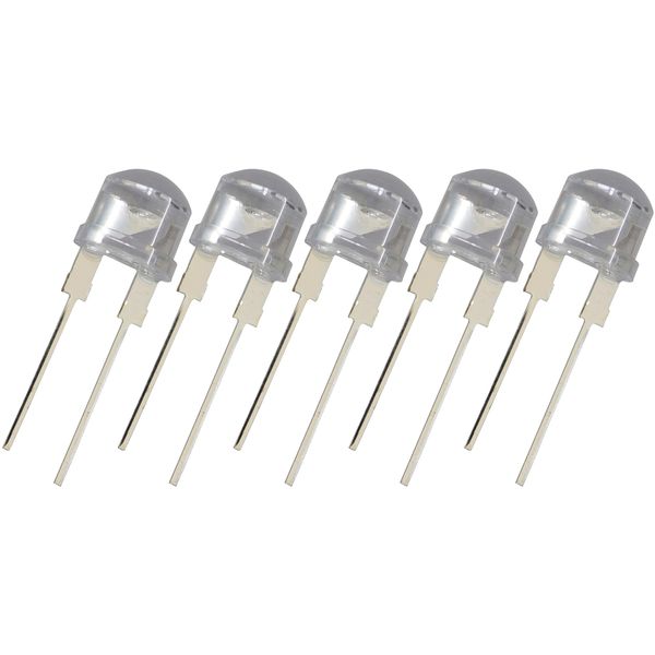 Lightning Parts, LED Light Emitting Diode, 0.3 inch (8 mm), 3 Chips, High Brightness, Electronics, Light Emitting Element, Cool White, Pack of 5