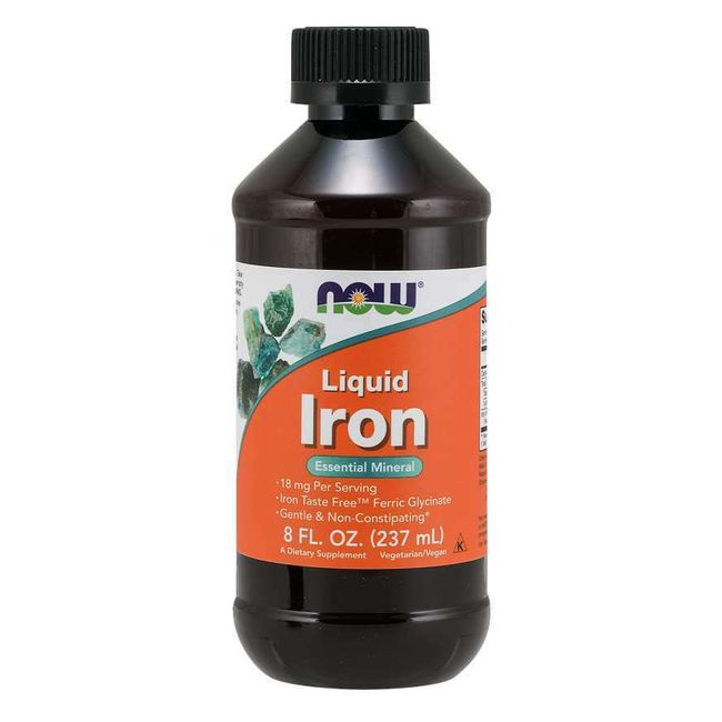 NOW Foods Iron Liquid 18 mg 8 oz Non-Constipating Late Date October Sealed New
