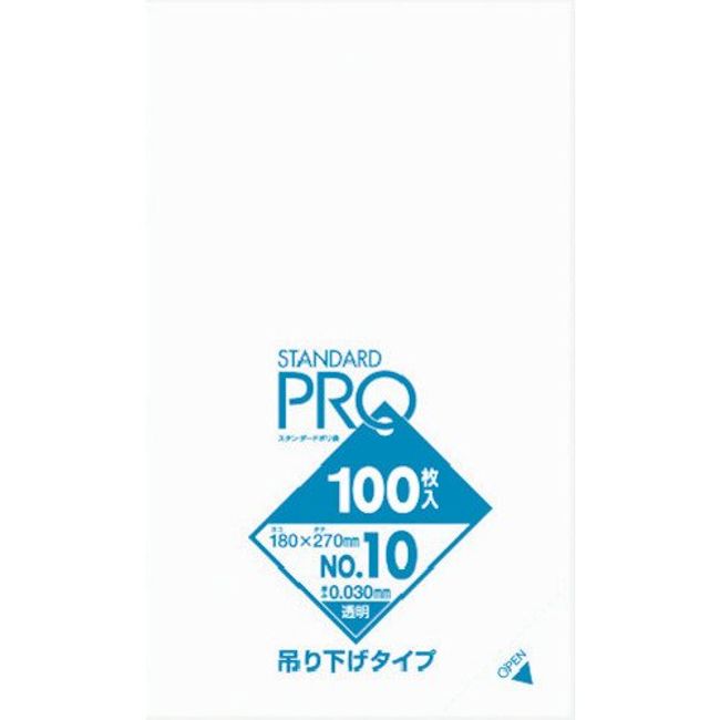 Nippon Sani Pack L10H Plastic Bags, Storage Bags, Standard Bags, Hanging Bag with Drawstring, No. 10, Transparent, 100 Pieces, Garbage Bags