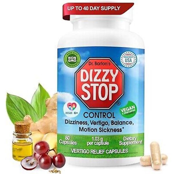 Dizzy Stop - Natural Vertigo Relief & Non Drowsy Motion Sickness Relief (80 cap)