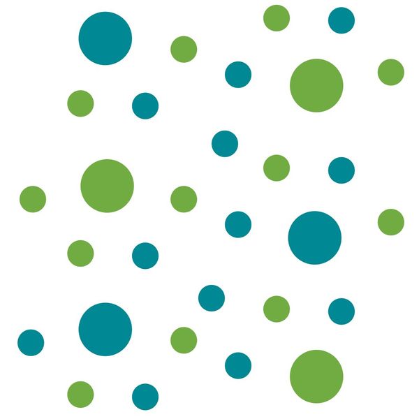 Lime Green/Turquoise Vinyl Wall Stickers - 2 & 4 inch Circles (150 Decals)
