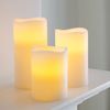 Set of 3 Real Wax Battery Operated Flameless LED Candles with Timer by Lights4fun