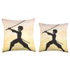 Ninja Samurai With Katana Silhouette Throw Pillow