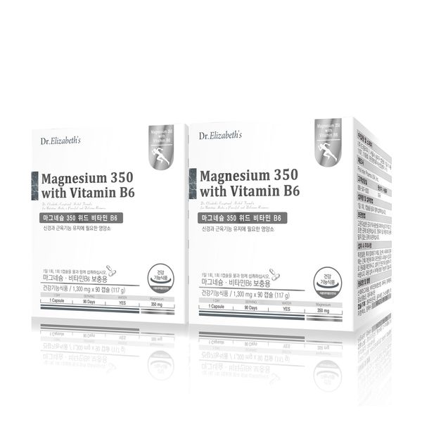 Dr. Elizabeth's Magnesium 350 with Vitamin B6 90p, 2ea, 117g, 90 tablets