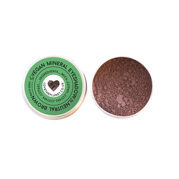 Love the Planet Vegan Mineral Eyeshadow Shade Neutral Brown in Refillable Tin