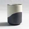 Gohobi Modern Ceramic Tea Cups, Two-Tone Design, Grey and Black (Beige)