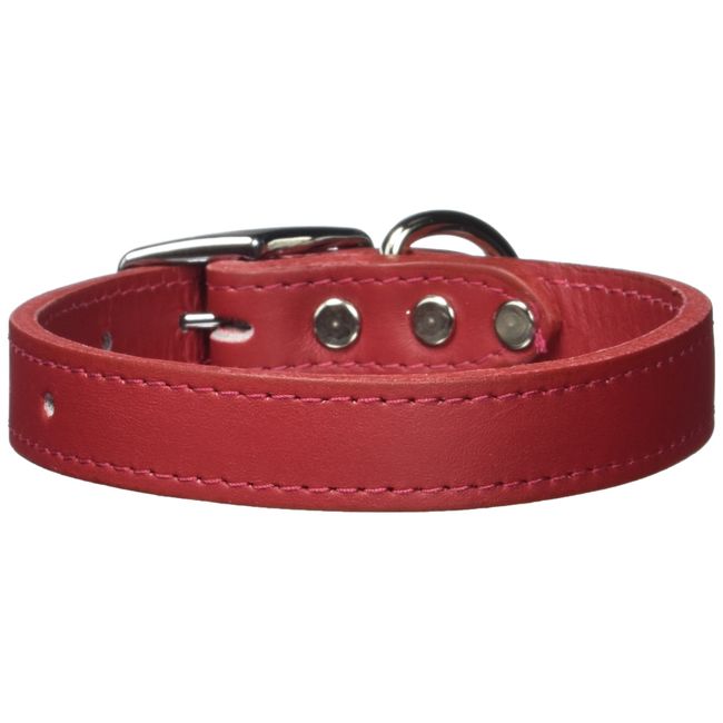 OmniPet Signature Leather Pet Collar, Red, 3/4 by 16"