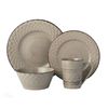 LORREN HOME TRENDS 16 PIECE DISTRESSED WEAVE DINNERWARE SET-MOCCA