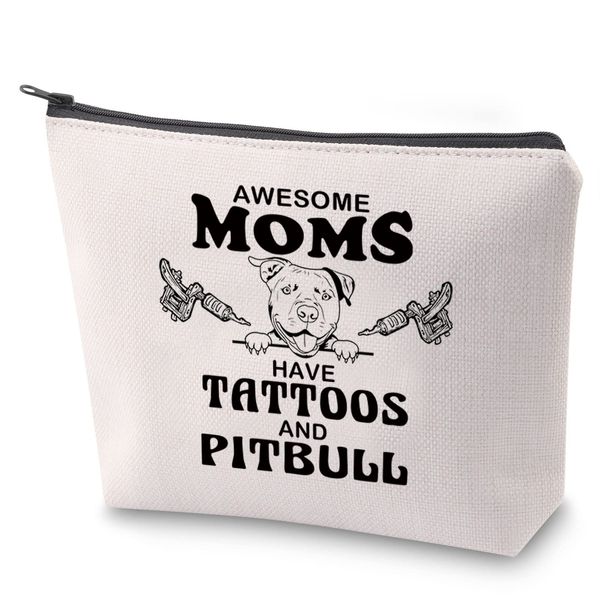 Muttertagsgeschenk für Pitbull Mama Survival Kit Awesome Moms Have Tattoos and Pitbull Mom Kosmetiktasche Pit Bulldogge Liebhaber Besitzer Geschenk, Tattoos Pitbull, Nein