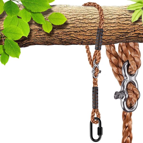 SELEWARE Tree Swing Rope Hammock Chair Strap Hanging Kit,Length Adjustable Nylon Rope Holds to 454kg,Perfect for Playground Set, Children Swing, Outdoor Hammock and Hanging Chair, 100cm