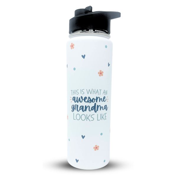 Awesome Grandma 24 oz Waterbottle Tumbler - Present for Gramma, Grammy, Grandmothers, Grandmom - Gifts for Future New Grandma's for Christmas, Birthday, Mother's Day from Grandchild