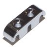 Bass guitar string tree retainer in chrome.