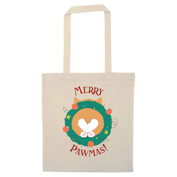Flox Creative Natural Tote Bag Merry Pawmas