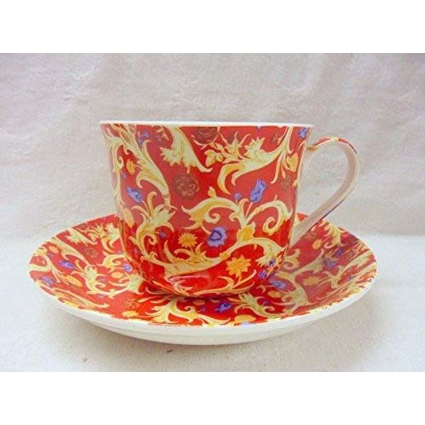 Georgian red tapestry Jumbo Cup and saucer