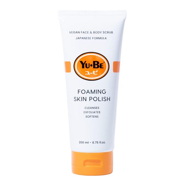 Yu-Be Foaming Polish Exfoliating Body Scrub & Face Wash - Dead Skin Exfoliant for Smooth Rough, Bumpy Skin I Ginger Root, Ginseng, Green Tea, Geranium Oil, & Camphor to Hydrate & Revive Dull, Dry Skin Cleanser & Body Wash -6.75 fl oz