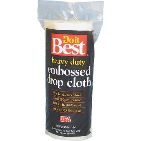 DoitBest 795739 Heavy-Duty Embossed Drop Cloth, 9'x12', FREE SHIPPING