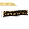 Large Happy 40th Birthday Decoration Banner, Black and Gold Happy 40th Birthday Banner Sign, 40th Birthday Party Decorations Supplies(9.8x1.6ft)