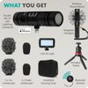 Movo iVlog-Interview iPhone Vlogging Kit with DoubleMic, Phone Mount, Tabletop Tripod, and Light - Ideal Content Creator Kit for iPhone